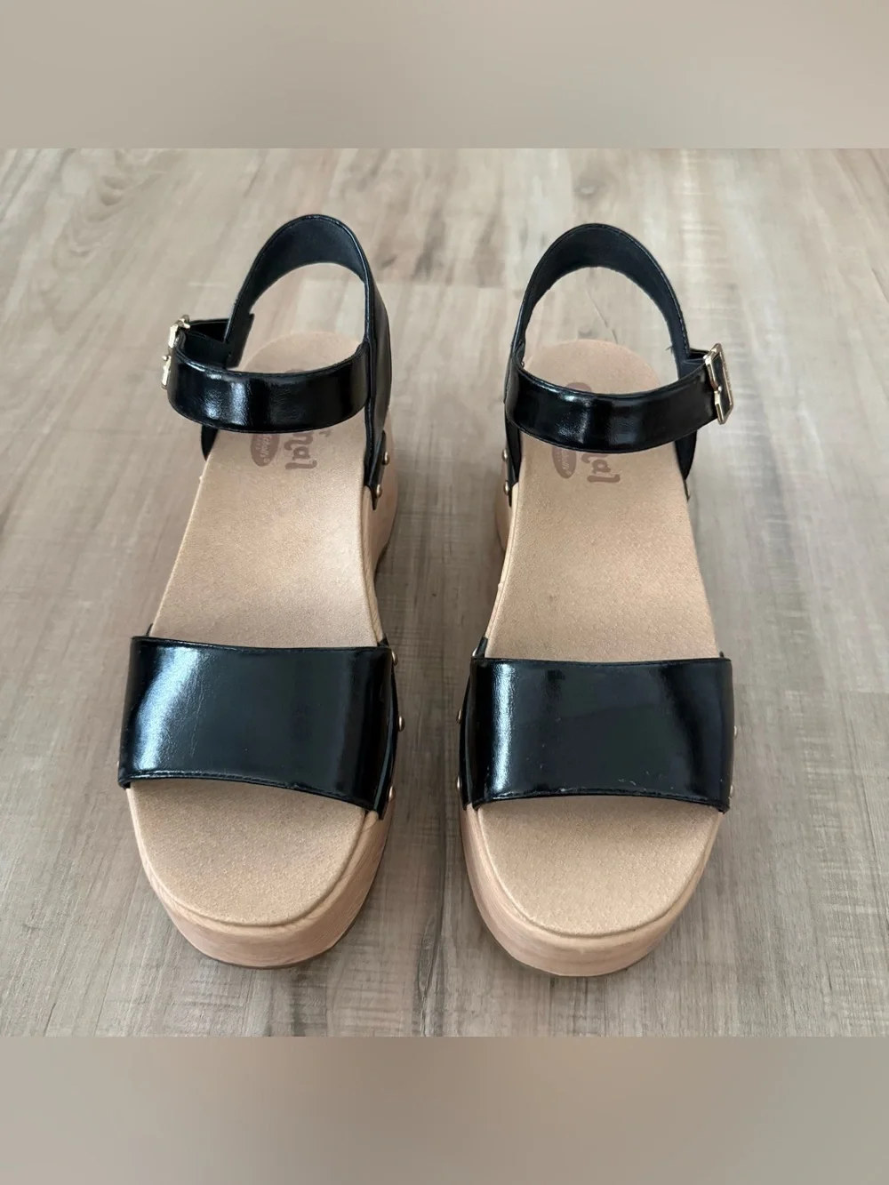 Dr. Scholl’s Women’s Black Platform Sandals with Ankle Strap, Size 9